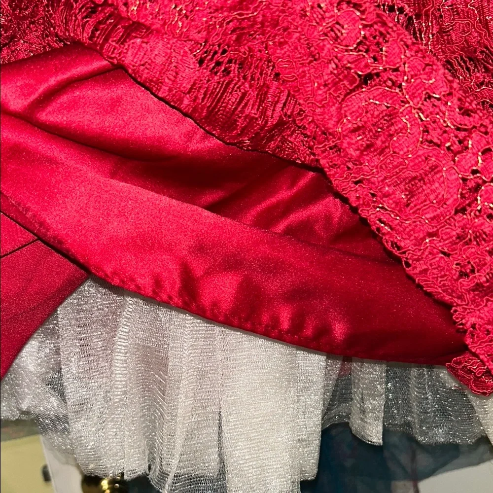 Floral Blue/green and Red Lace Kids Dresses - Picture 7 of 11